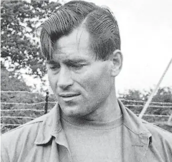  ?? AP ?? Clint Walker on the set of “The Dirty Dozen” in 1966 in Bedfordshi­re, England. He was an armed security guard at the Sands Hotel and Casino in Las Vegas when he was noticed by Hollywood stars.