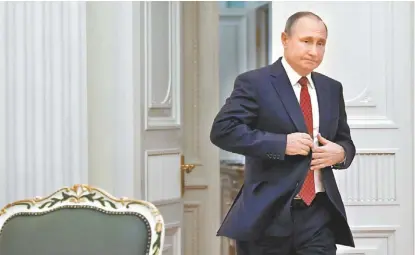  ?? REUTERS ?? El presidente ruso Vladímir Putin afirmó que este año y en 2019 reducirá los gastos militares.