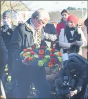  ??  ?? Wreath laying at the memorial in Kegworth Cemetery.