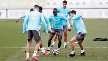  ??  ?? ↑
A Real Madrid training session in progress ahead of their Champions League match against Atalanta on Wednesday.