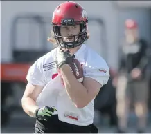 ?? LEAH HENNEL/ CALGARY HERALD ?? Kyle Tyo hopes to earn a spot with the Grey Cup champion Stampeders as a long-snapper.