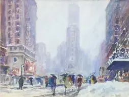  ??  ?? John Whorf (1903-1959), Blizzard Times Square, No. 2. Watercolor, 21½ x 29¾ in., signed lower right: ‘John Whorf’. Courtesy Avery Galleries.