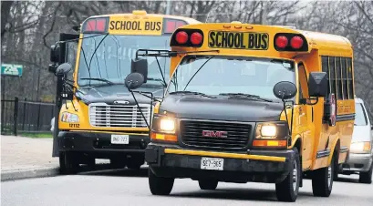  ?? COLIN MCCONNELL TORONTO STAR FILE PHOTO ?? As Ontario gears up to reopen schools this fall, families and bus drivers have concerns. Among worries are how physical distancing will be enforced on the bus and how the student transporta­tion will be impacted by “classroom bubbles.”