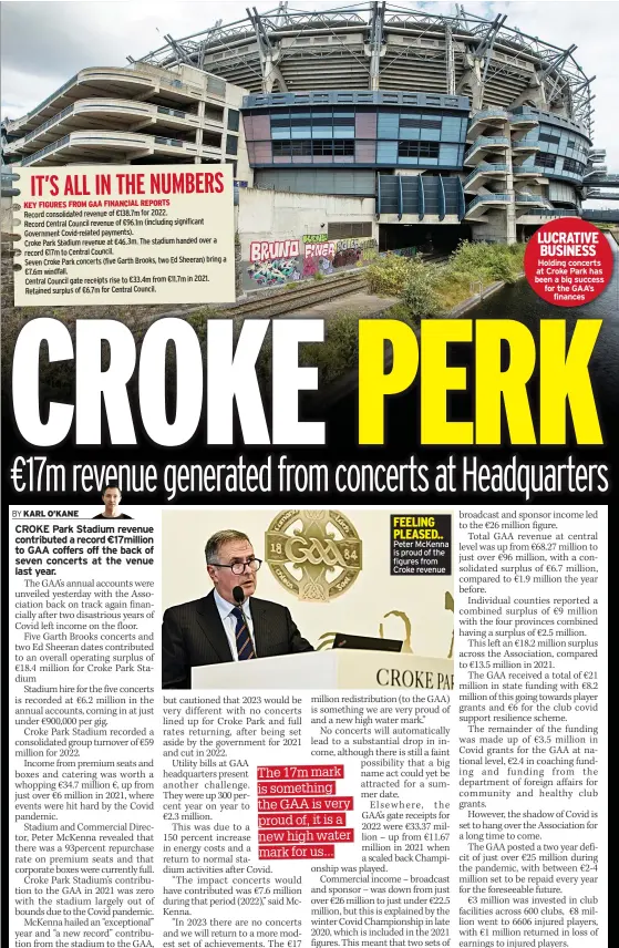  ?? ?? FEELING PLEASED.. Peter Mckenna is proud of the figures from Croke revenue