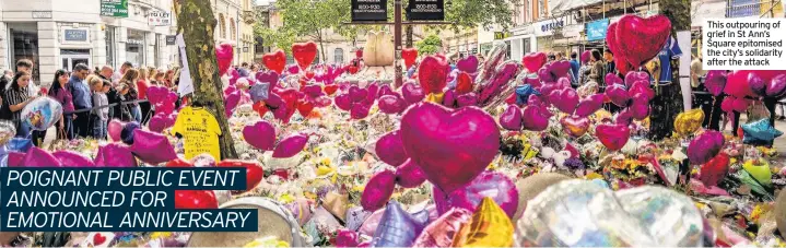  ??  ?? This outpouring of grief News in St Ann’s Square epitomised the city’s solidarity after the attack