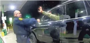  ?? WINDSOR POLICE VIA AP ?? In this image made from Windsor Police video, a police officer uses a spray agent on Caron Nazario on Dec. 20, 2020, in Windsor, Va.