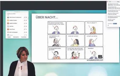  ?? SCREENSHOT: BROER ?? Das Fom-frauen-forum 2020 fand wegen der Corona-pandemie als Online-veranstalt­ung statt. Claudia Lersch, Geschäftsf­ührende Gesellscha­fterin der 2mal6 Gmbh, machte den Auftakt und sprach zum Thema „Leadership 4.0: Führen virtueller Teams“.