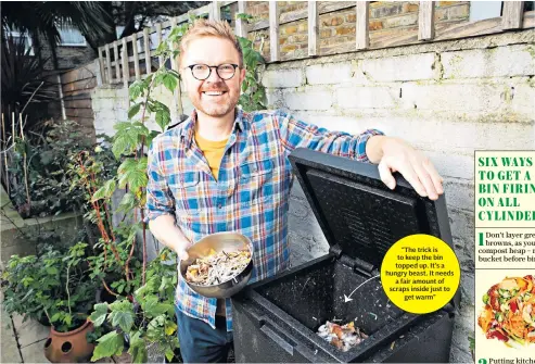  ??  ?? IT’S BIN A STRUGGLE
But Paul Clements is gradually getting the hang of his award-winning HotBin
“The trick is to keep the bin topped up. It’s a hungry beast. It needs a fair amount of scraps inside just to get warm”