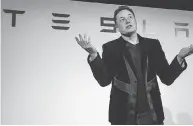  ?? DAVID PAUL MORRIS / BLOOMBERG FILES ?? Tesla chairman and CEO Elon Musk.