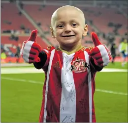  ??  ?? CELEBRITY: Sunderland fan Bradley Lowery died in July, aged six