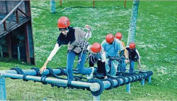  ??  ?? Nilai Springs Resort Hotel and Golf Club team-building circuit includes high rope challenges