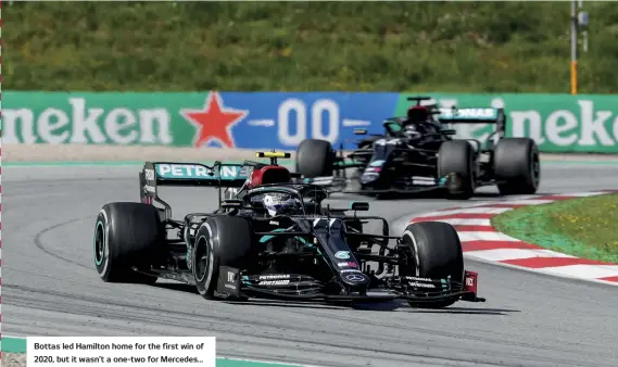  ??  ?? Bottas led Hamilton home for the first win of 2020, but it wasn’t a one-two for Mercedes...