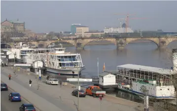  ??  ?? A VIEW OF the Elbe River, Dresden, where paddle steam boats ply the river.