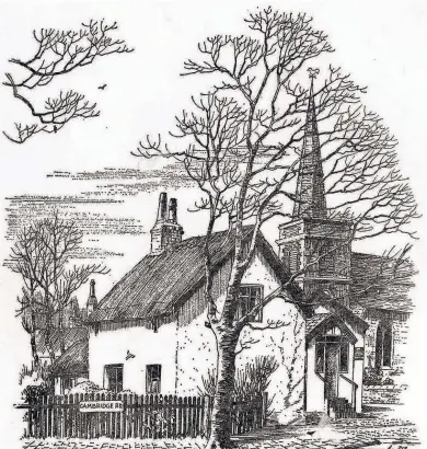  ??  ?? Another of Muriel’s drawing this time of St Cuthbert’s and cottages