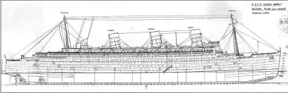  ??  ?? A blueprint drawing of the 80,000-ton Queen Mary ocean liner