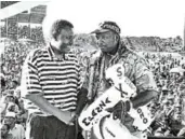  ?? / JACOB MAWELA ?? Jomo Sono and Irvin Khoza at Orlando Stadium after Bucs won the Champions League in 1995.