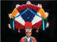  ??  ?? Luis Cardozo, from San Bartolo Coyotepec, poses during a rehearsal of the “Feather Dance”.— AFP photos