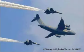  ?? ?? IAF Boeing C-17 flanked by two Su-30MKIs