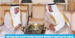  ??  ?? Gulf Cooperatio­n Council’s Secretary General Dr Abdullatif Al-Zayani pays his respects.