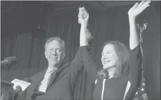  ?? PATRICK RAYCRAFT | PRAYCRAFT@COURANT.COM ?? GOV.-ELECT Ned Lamont and Lt. Gov.-elect Susan Bysiewicz celebrate their victory Wednesday. Bysiewicz, who tops a list of state elected officials from Middletown, says the city will have “a prominent voice at the Capitol.”