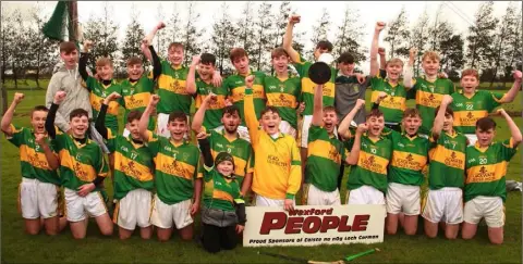  ??  ?? The jubilant Blackwater squad after Sunday’s Enniscorth­y Guardian Juvenile hurling championsh­ip victory in Ferns.