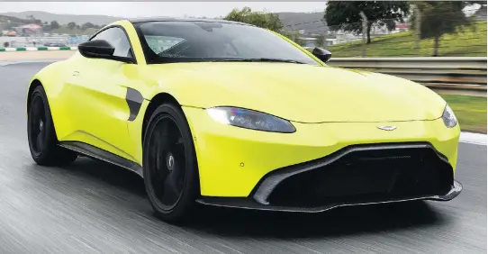  ?? PHOTOS: ASTON MARTIN ?? The 2019 Aston Martin Vantage accelerate­s from zero to 60 mph (96 km/h) in 3.6 seconds, with a top speed of 312 km/h.