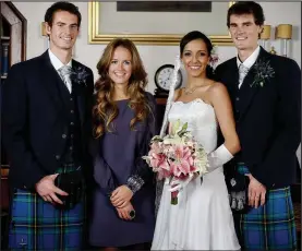  ??  ?? Is he or isn’t he? A kilted Andy at his brother Jamie’s wedding