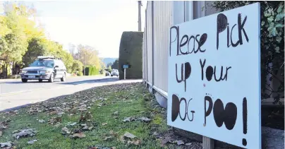  ?? PHOTO: PETER MCINTOSH ?? Making a stink . . . A sign outside a property on Riccarton Rd East, Taieri sends a clear message to dog walkers.