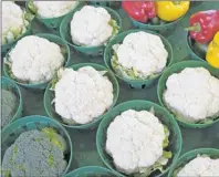  ?? CP PHOTO ?? Cauliflowe­rs, surrounded by broccoli and peppers, are seen at the Jean Talon Market, Monday, January 11 in Montreal.