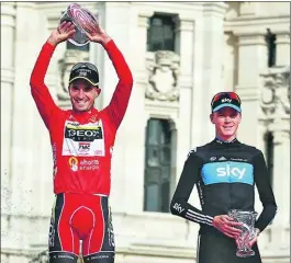  ?? / GETTY ?? Cobo y Froome, en el podio de la Vuelta de 2011.