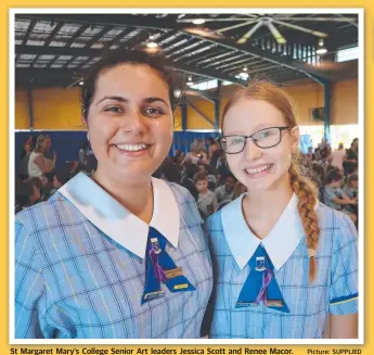  ?? Picture: SUPPLIED ?? St Margaret Mary’s College Senior Art leaders Jessica Scott and Renee Macor.