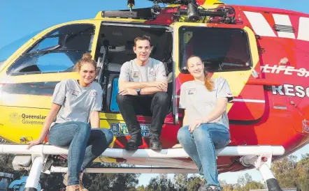  ?? Picture: RICHARD GOSLING ?? New Westpac Lifesaver Helicopter Service recruits Nikki Wood, Scott Andrews and Kathryn McKenzie.