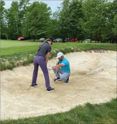  ?? SUBMITTED PHOTO ?? Joe Meglen, right, helps golfers at StoneWater to learn all aspects of the game, from a full swing, to short game. He instructs golfer at all levels.