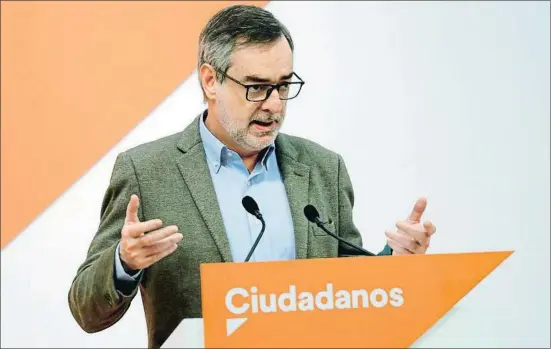  ?? J.J. GUILLÉN / EFE / ARCHIVO ?? El secretario general de Ciudadanos, José Manuel Villegas, en la sede del partido en Madrid el pasado 28 de diciembre
