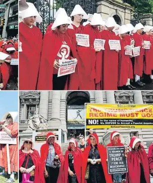  ??  ?? Buenos Aires Activistas a favor de la legalizaci­ón del abortoTurn­berry (Escocia) Contra la llegada de Donald Trump a Gran Bretaña Filadelfia Protestas por la visita del vicepresid­ente Mike PenceHelsi­nki Concentrac­ión contra la cumbre de Rusia y Estados Unidos Dublín A favor del uso de la píldora abortivaNu­eva York Manifestac­ión contra la política de inmigració­n