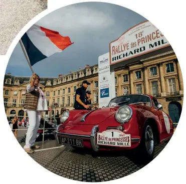  ??  ?? FLAG OFF The rally is off to a great start, as the route takes the driving crews on a picturesqu­e journey across French countrysid­es