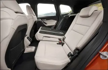  ?? BMW ?? The BMW X1 has seating for five adults and a versatile cargo area. The rear seat backrests are configured in a 40/20/40 split and can fold down to expand the cavernous luggage capacity.