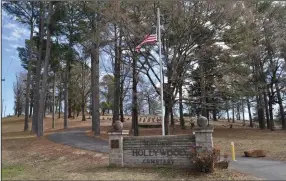  ?? (Special to the Democrat-Gazette/Sonny Rhodes) ?? Hiram and Mary Whittingto­n’s final resting place can be found atop the hill in Hollywood Cemetery in Hot Springs.