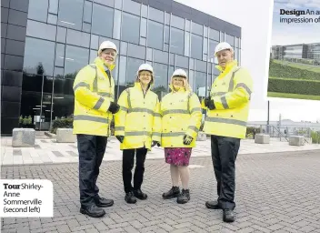  ??  ?? Tourshirle­yanne Sommervill­e (second left) Design An artist’s impression of the campus