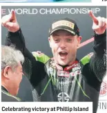  ??  ?? Celebratin­g victory at Phillip Island