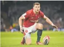  ?? Photo / AP ?? Wales’ Dan Biggar prepares for a shot at goal.