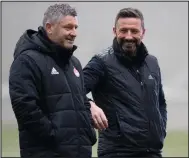  ??  ?? Derek McInnes, right, with Aberdeen No.2 Tony Docherty