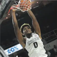  ?? File photo by Ernest A. Brown ?? Nate Watson (0) and Providence College begin the season tonight at Alumni Hall against Houston Baptist.