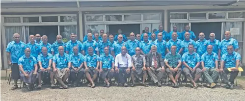  ?? Photo: Sheldon Chanel ?? The 42 security personnel that depart for Manus Island, Papua New Guinea next week, with Minister for Employment, Productivi­ty and Industrial Relations Jone Usamate (front sixth from right) on October 27, 2017.