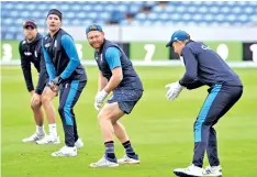  ??  ?? England team at a training session on the eve of the third Test against India