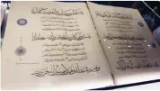  ??  ?? Rare manuscript­s of Qur’an on display at the exhibition in Madinah.