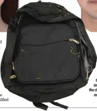  ??  ?? One year after an unidentifi­ed infant was found in this backpack, investigat­ors have released images of what the child’s parents might look like.