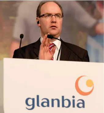  ??  ?? Glanbia director of strategy Sean Molloy warned the dairy conference that, unless they are properly handled, environmen­tal challenges risk being ‘the quota of tomorrow’