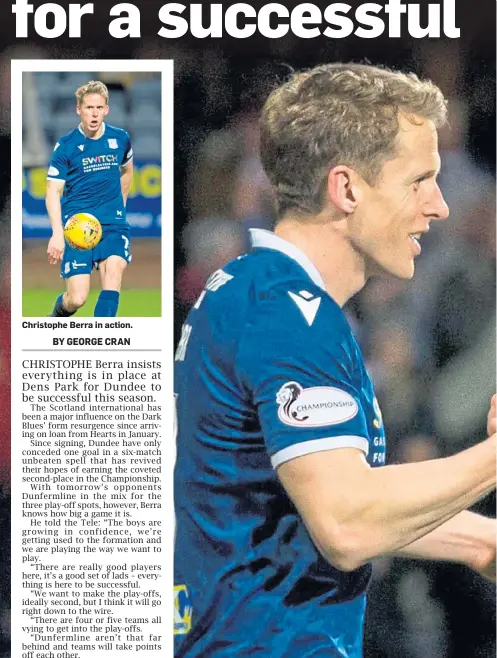  ??  ?? Christophe Berra in action.
Scotland internatio­nal Christophe Berra congratula­tes winger Ollie