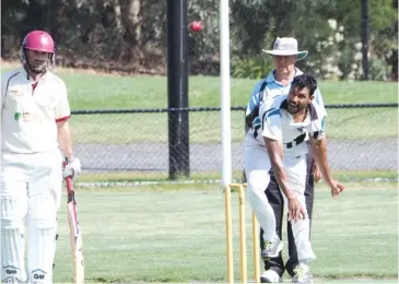  ??  ?? Gamini Kumara bowls for Yarragon as Drouin put the Panthers to the sword in division one.